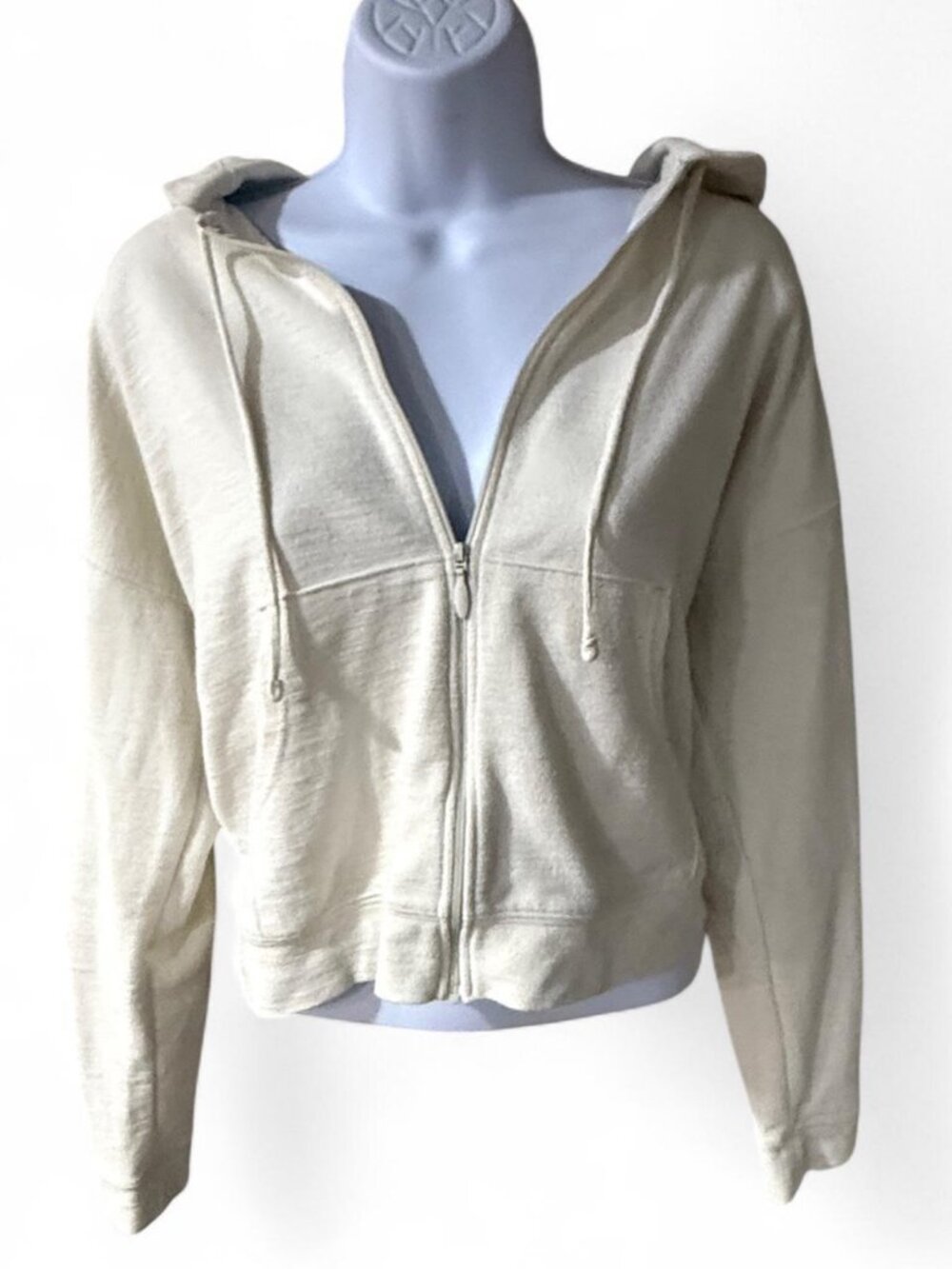 Old Navy Cream Full Zip-Up Hoodie with Pockets Size M